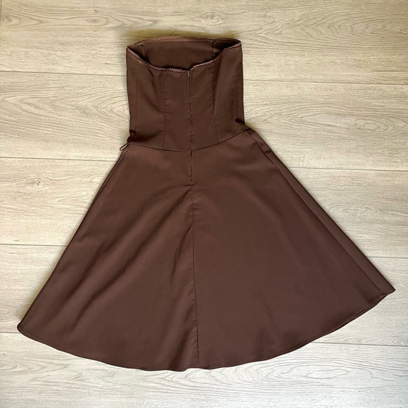 Vintage Charlotte Russe Strapless Brown A-Line Dress - Picture 9 of 10